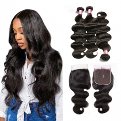 12A 【3PCS+ HD 5*5 Invisible Lace closure】Peruvian Body wave Hair Unprocessed Virgin Hair With 1PC HD Lace Thin Lace Closure