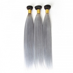 Elfin Hair 3 Bundles R1B/Grey Straight/Body Wave Hair Double Weft From One Single Donor Deal Straight Hair 100% Human Virgin Hair Extension