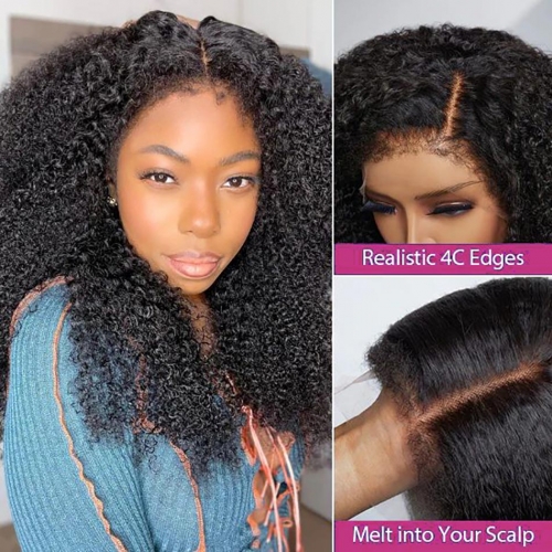 【New In】4C Edges HD/Transparent Lace 13*4 Lace Frontal Wig 16-30inch 200%/250% Thick Density Realistic Hairline Afro Inspired