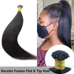 Elfin Hair Keratin Fusion Hair Extensions Flat Tip Human Hair For Black Women 100grams/200grams/300grams 16-26 Inch