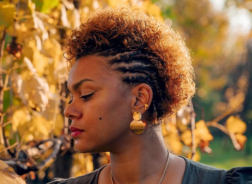 one side braid curly hair