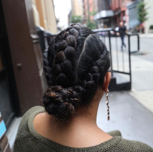 dutch braid low bun