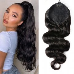 Wrap Around Drawstring Ponytail For Black Women Natural Clip In Ponytail Extension Human Hair Pieces