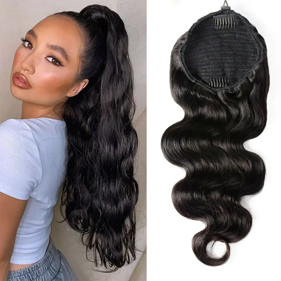 human hair drawstring ponytail