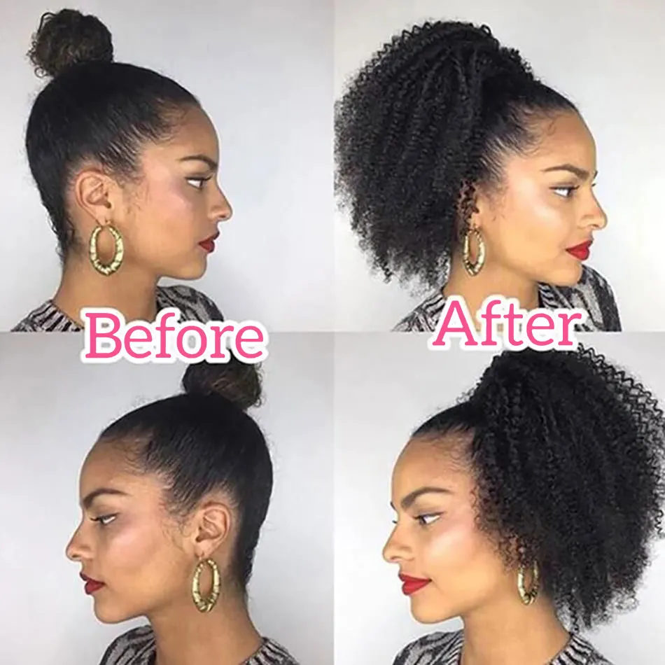 drawstring ponytail before and after