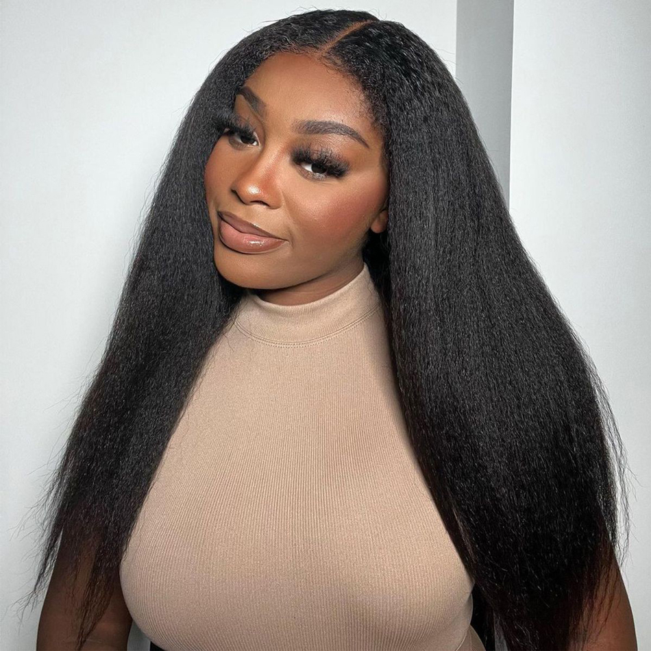 kinky straight glueless lace wig