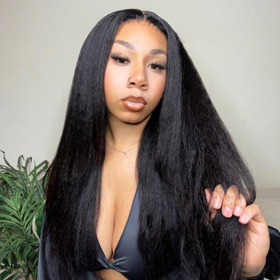 kinky straight glueless lace wig