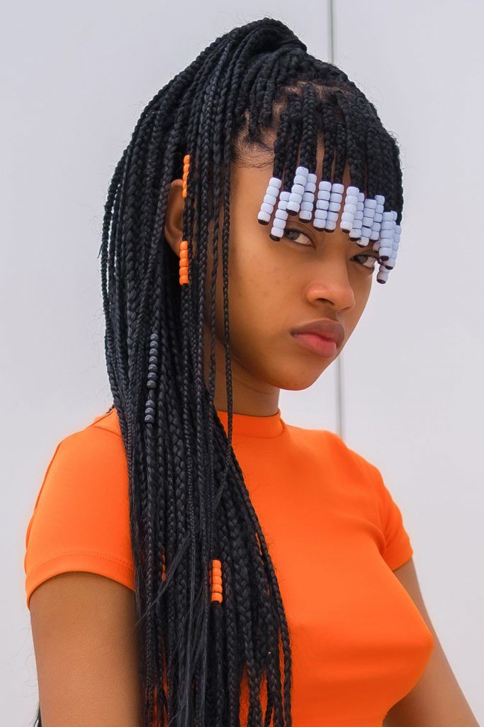 Brown Skin Women - Boho Knotless Single Braids. The wavy hair is fed into  the braid after the style is complete. We recommend using human hair,  synthetic hair tends to get frizzy