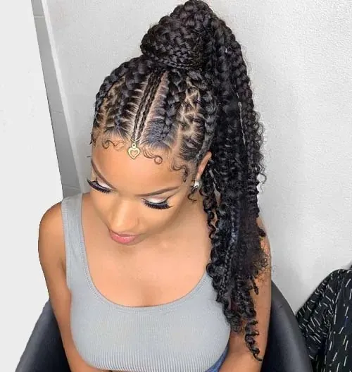 half cornrow ponytail