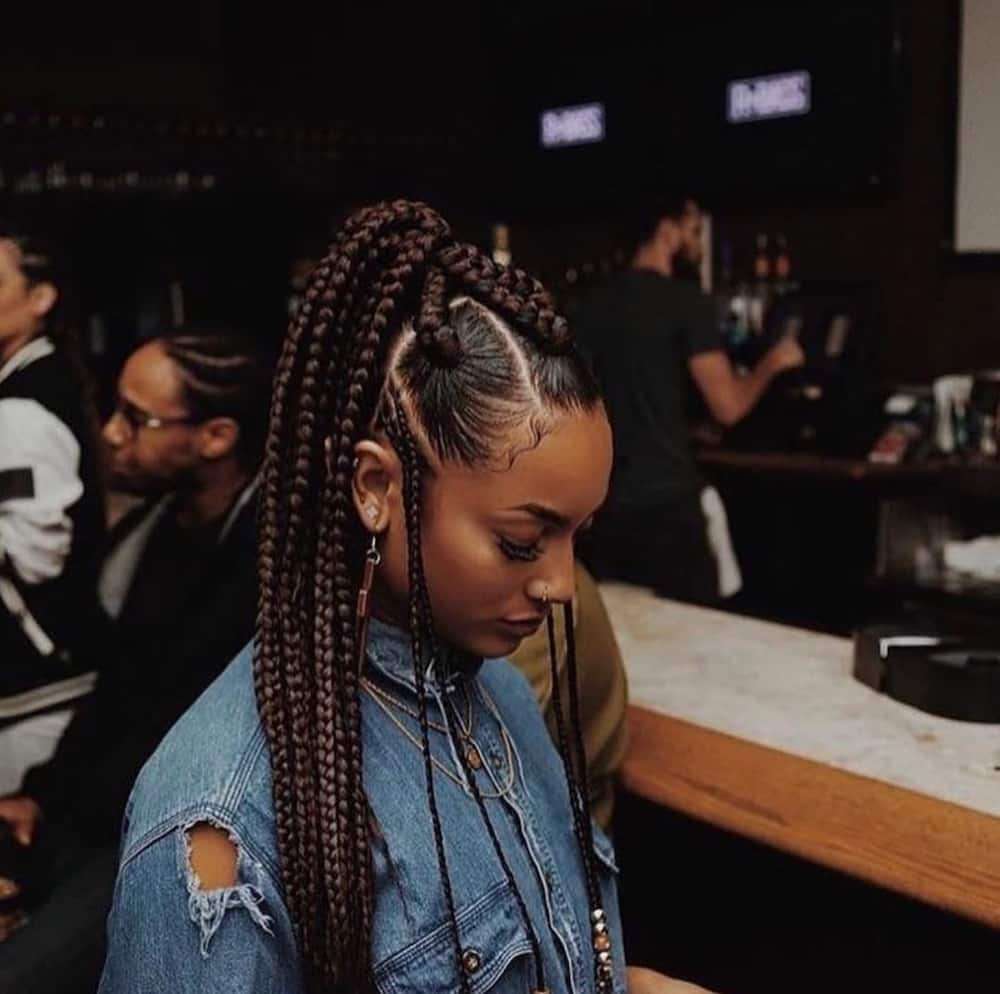 jumbo box braids high ponytail