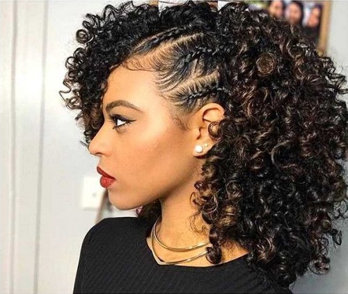 side braid curly hair