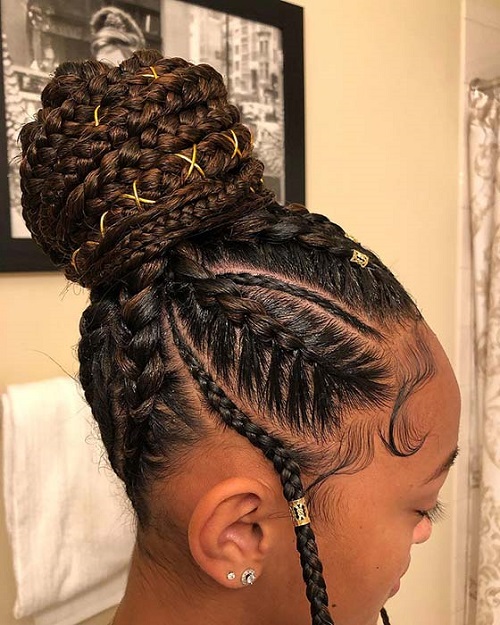 Updo cornrow braids