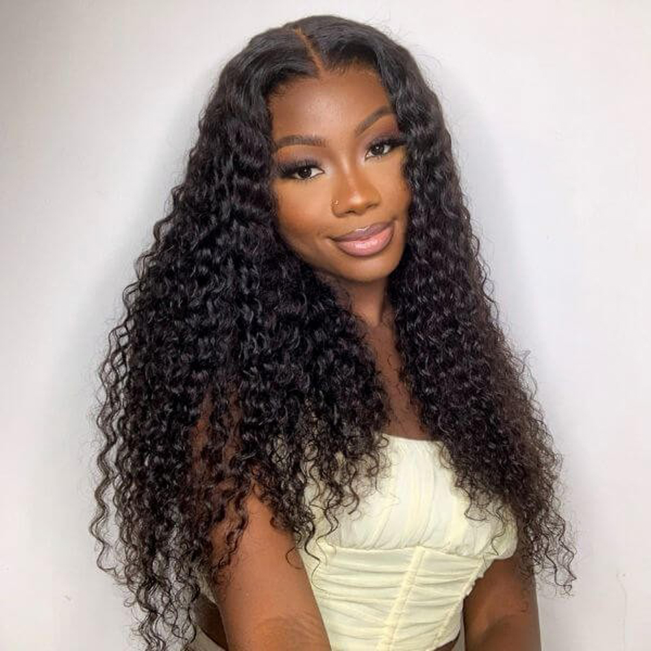 curly hair glueless lace front wig