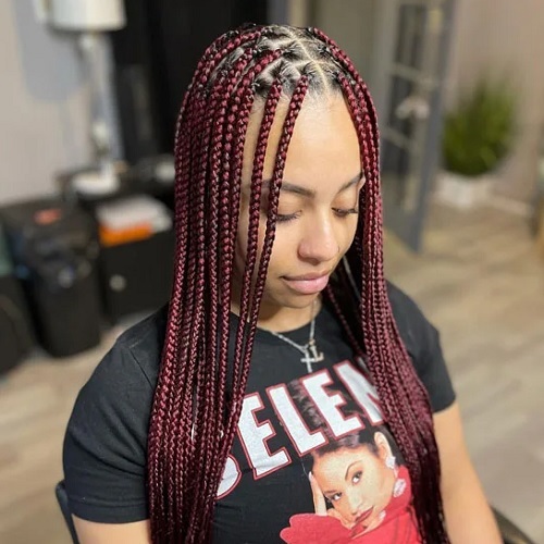 burgundy box braids