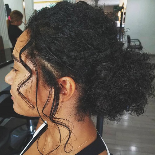 low bun curly hair