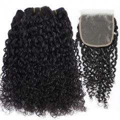 12A 【3PCS+ HD Lace 5*5 】Brazilian Pixie Curls Hair Unprocessed Virgin Hair With 1PC Thin Lace HD Lace Closure