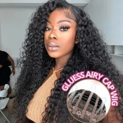 Wear & Go Glueless 5*5 Pre Cut HD Lace Deep Wave Wig Breathable Cap One Step Install Air Wig 200% Density