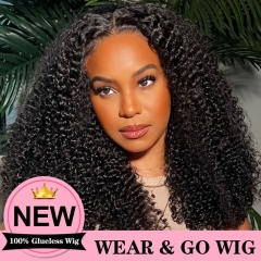 Airy Cap Wear Go Glueless Kinky Curly Breathable Cap HD 5*5 Lace Closure Wig 200% Density