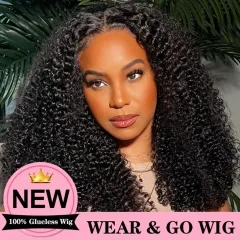 Airy Cap Wear Go Glueless Kinky Curly Breathable Cap HD 5*5 Lace Closure Wig 200% Density