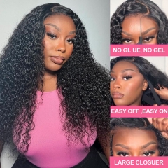 Jerry Curly 100% Glueless Wear & Go 5*5 HD Lace Closure Wig With Pre-cut Lace