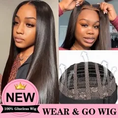 Wear Go Pre Cut Lace 5*5 HD Lace Straight 100% Real Glueless Wig With Breathable Cap Air Wig