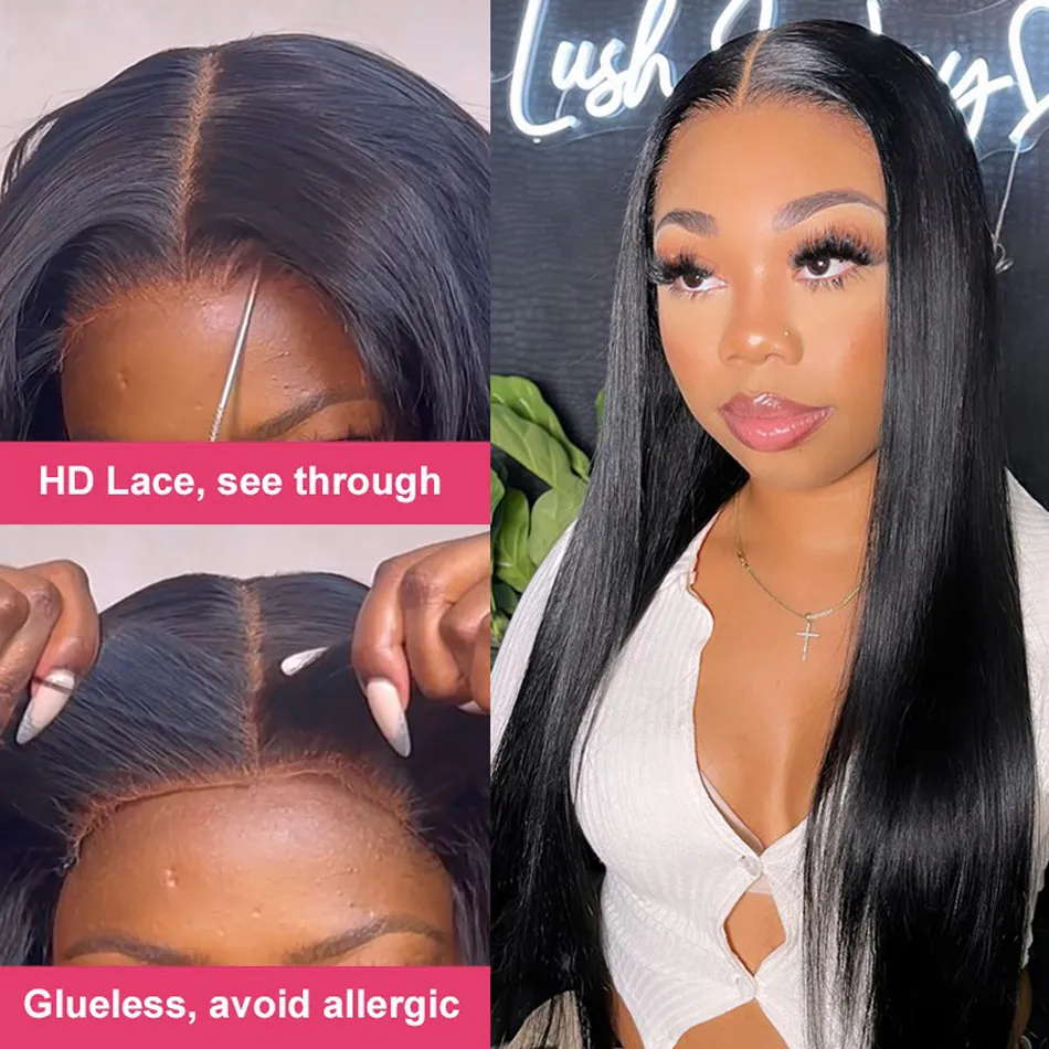 straight glueless lace front wig