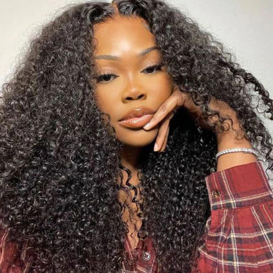 natural kinky curly glueless wig