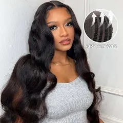 Body Wave 5*5 HD Pre Cut Lace Wear Go Glueless 0 Skill Needed Black Air Wig 200% Density