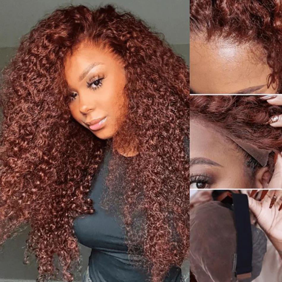 Pre-plucked reddish brown lace front wig
