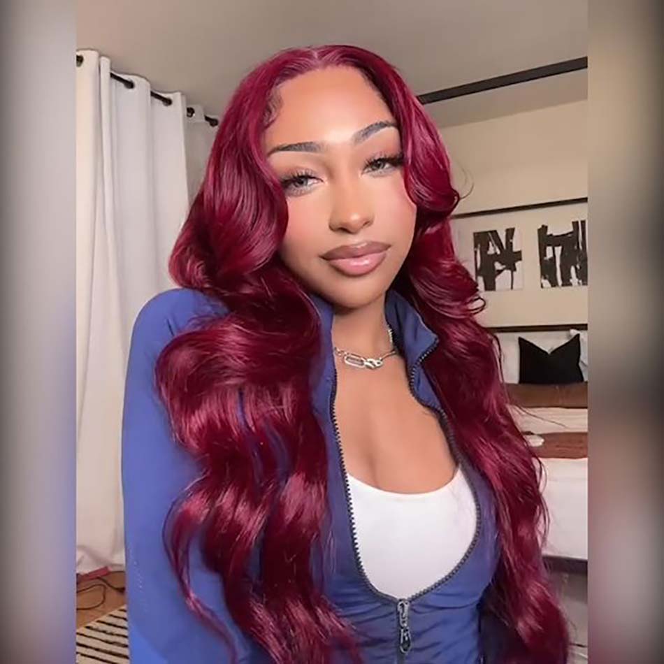 burgundy wear go lace wig human hair 