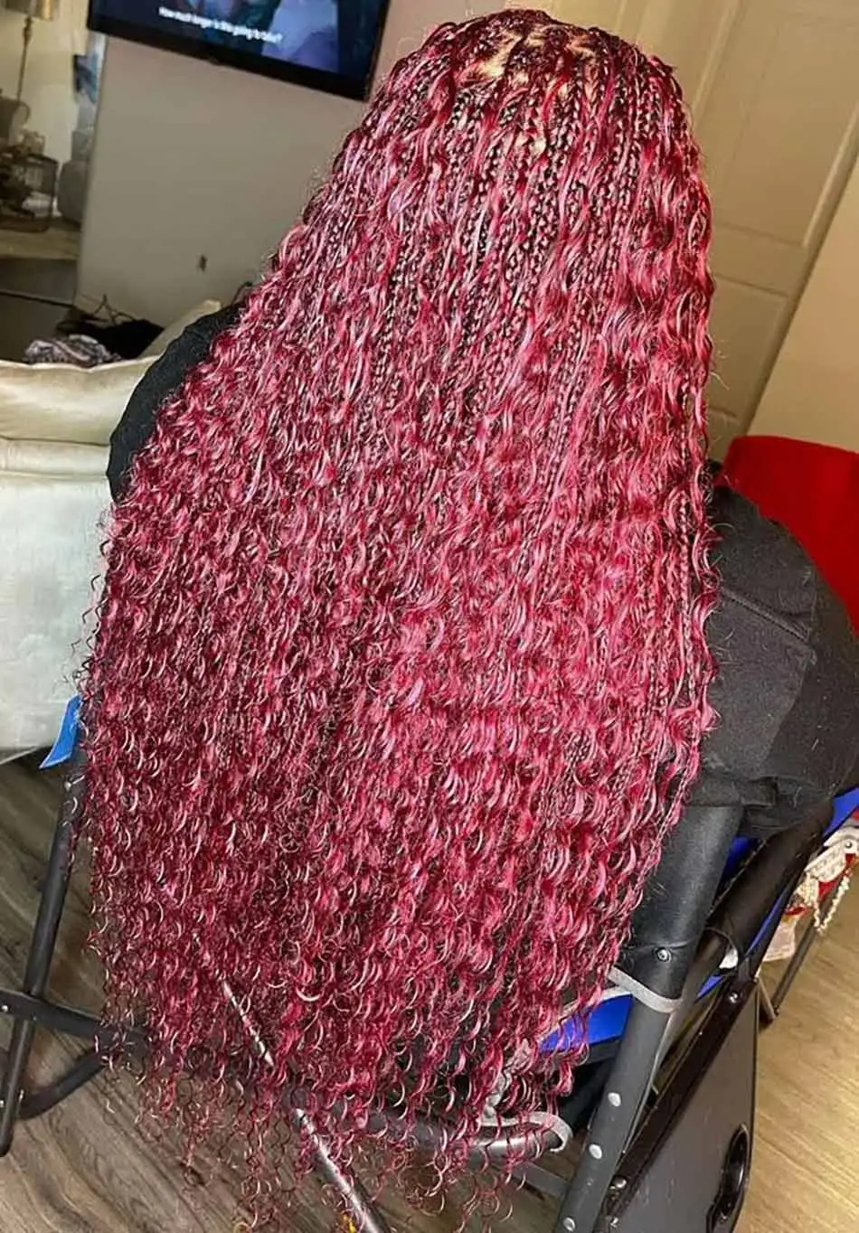 burgundy goddess braids