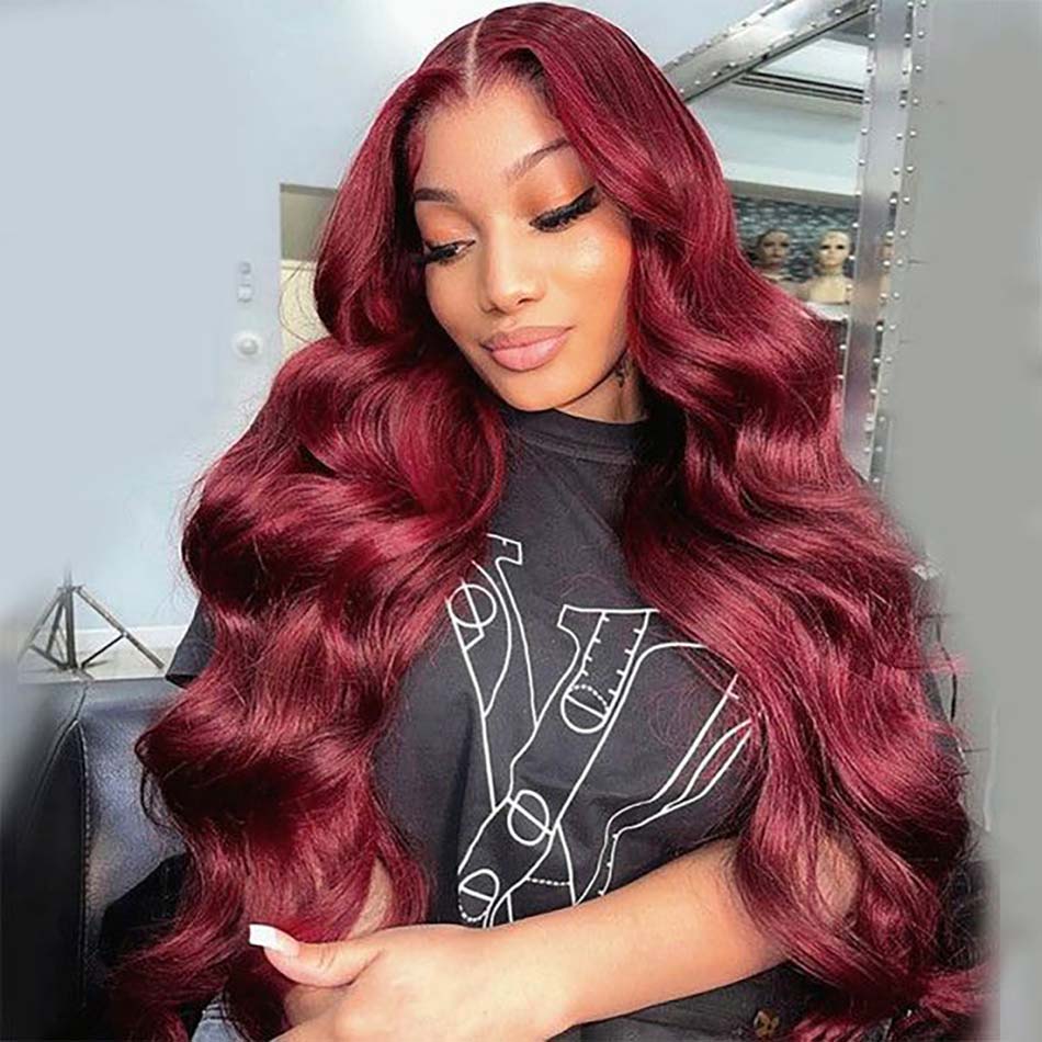 burgundy glueless lace wig