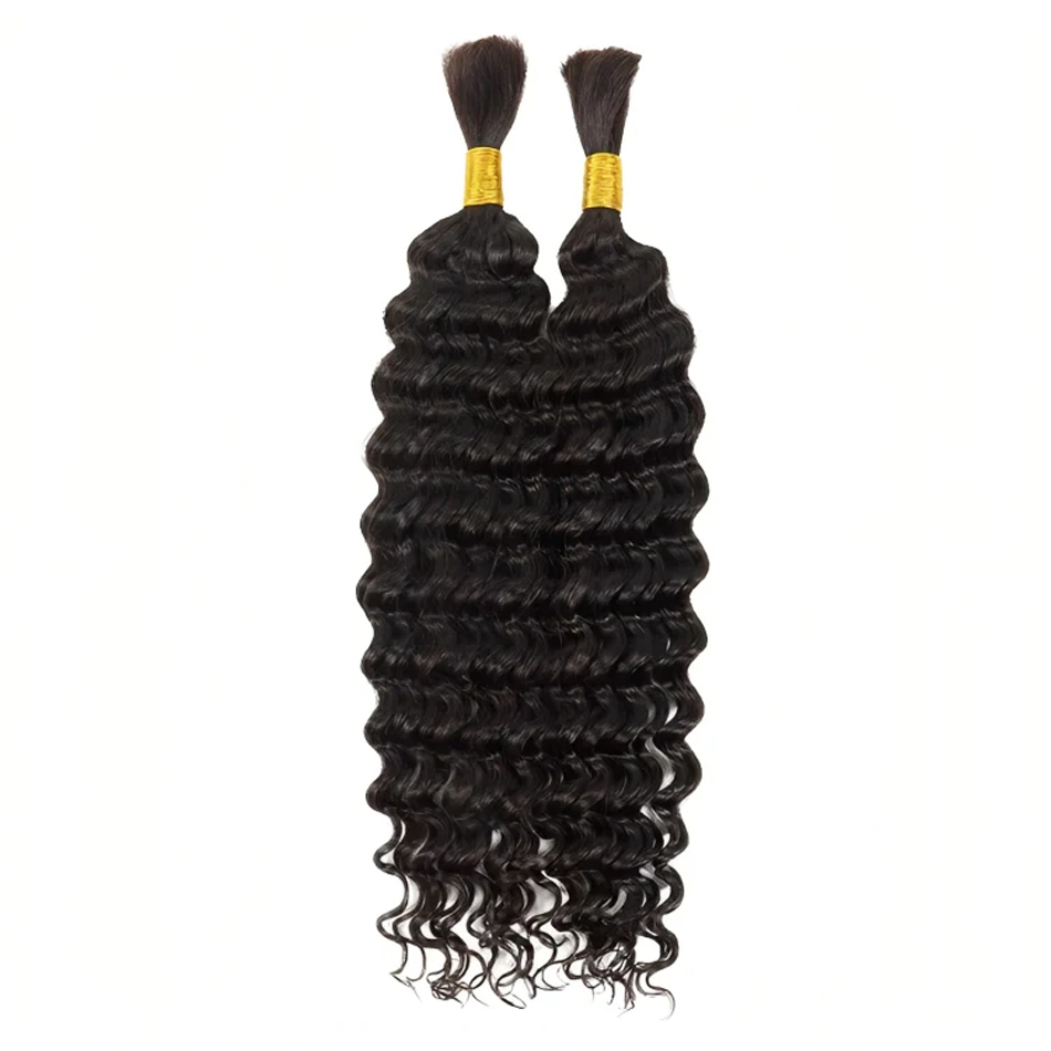 natural black deep wave human hair bulk