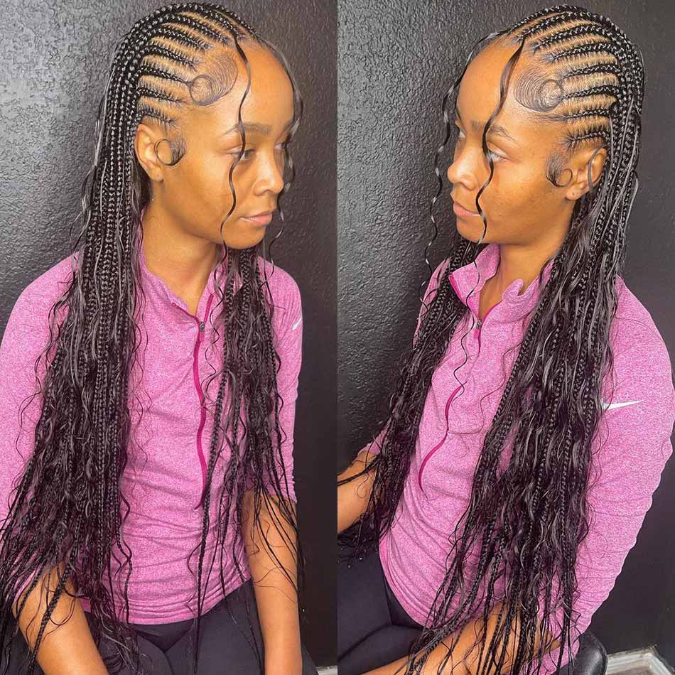 feed in cornrows with human braiding hair