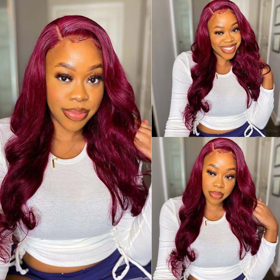 vibrant burgundy wig glueless wig