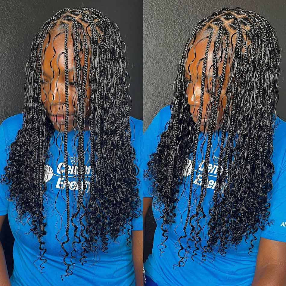 wet and wavy knotless braids