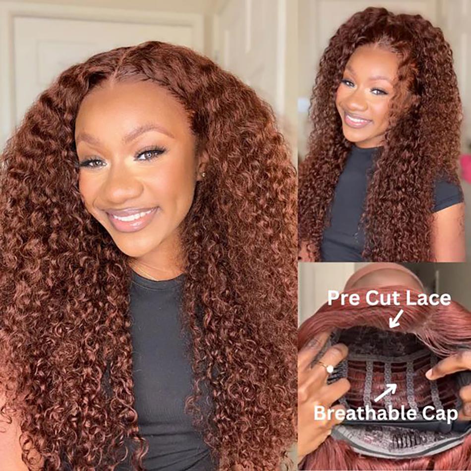 reddish brown pre-cut glueless wig