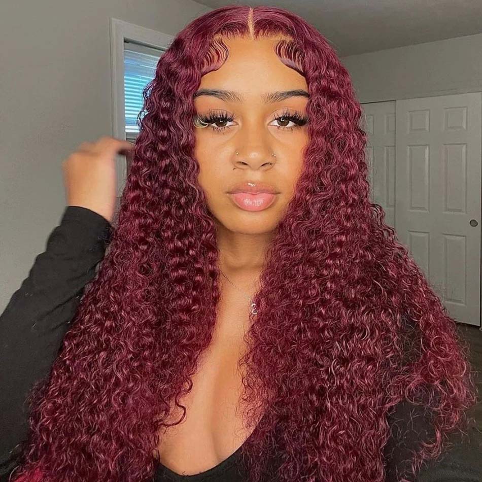 middle part glueless lace front wig 