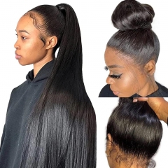 Straight Full Lace Wig 180% Density HD/Transparent Lace Frontal Wig Luxury Wig Preplucked Hairline Glueless Wig For Ponytail