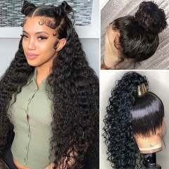 Elfin Hair Deep Wave Full Lace Wig 180% Density HD/Transparent Lace Frontal Wig Luxury Wig Preplucked Hairline Glueless Wig For Ponytail