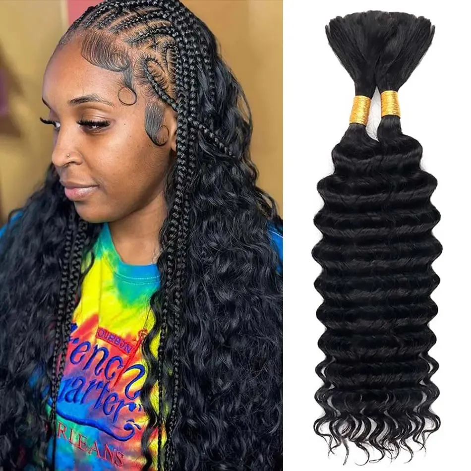 natural black deep wave braiding hair