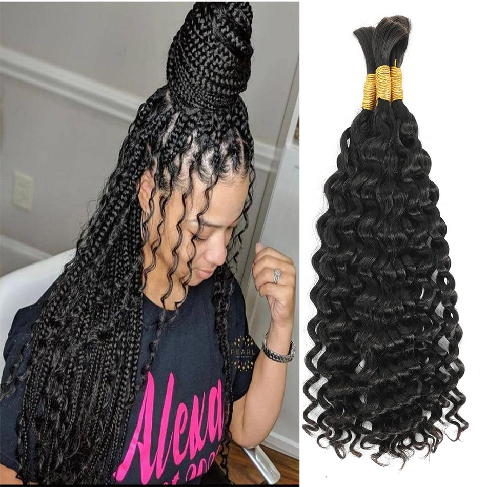 Natural Black Italy Curly Braiding Hair Human Hair Bulk