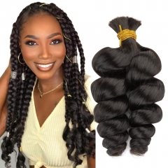 Natural Black Loose Wave Burmese Bulk Hair Extensions for Braiding Bohemian Knotless