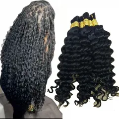 Natural Black Deep Curly Bulk Hair Extensions for Braiding Bohemian Knotless