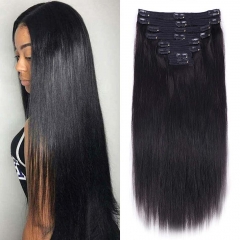 Straight Clip-In Human Hair Extensions Set of 5pcs/8pcs/10pcs Natural Black Full Head High-Quality Hair Extension