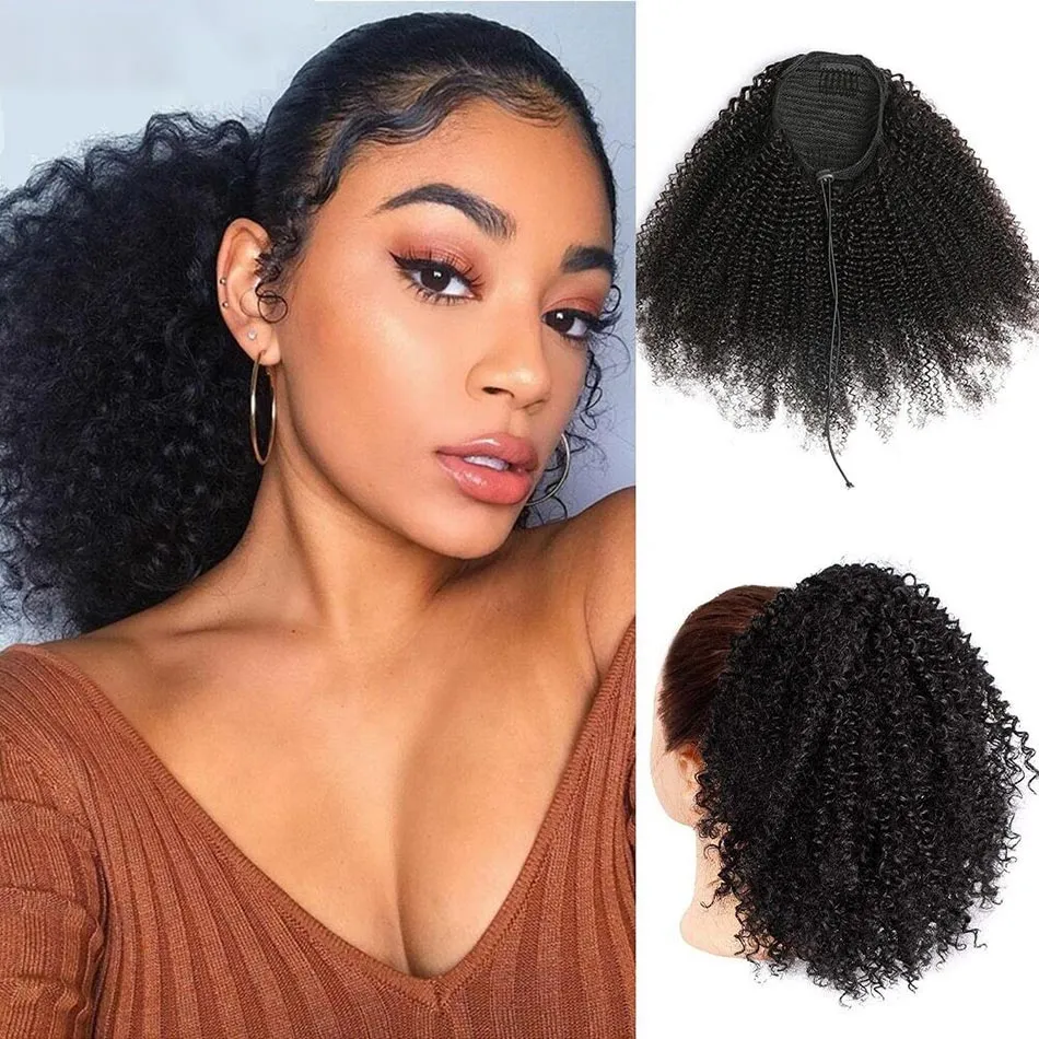 curly drawstring ponytail for black hair