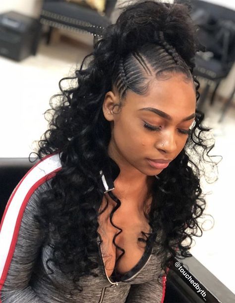 sew in hair with front stitch braids