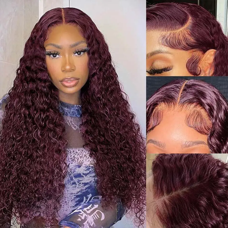 dark burgundy water wave hair