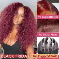 Wear Go 99J Burgundy Color Pre-plucked Pre-Bleach Knots Glueless Lace Wig 200% Density Wig 5*5 Lace Closure Wig