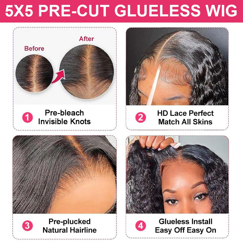 New 5*5 HD Pre Cut Lace Wear Go Glueless